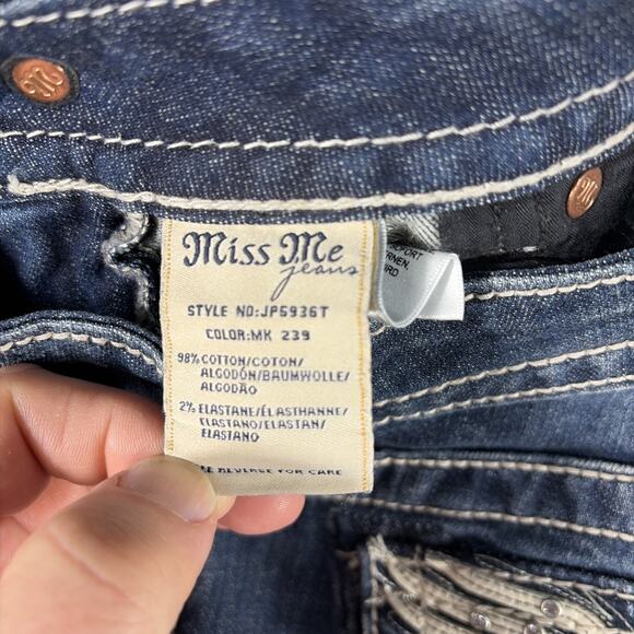 Miss Me Womens Ankle Straight Mid-Rise Distressed Raw Hem Jeans Size 27 - Picture 13 of 13